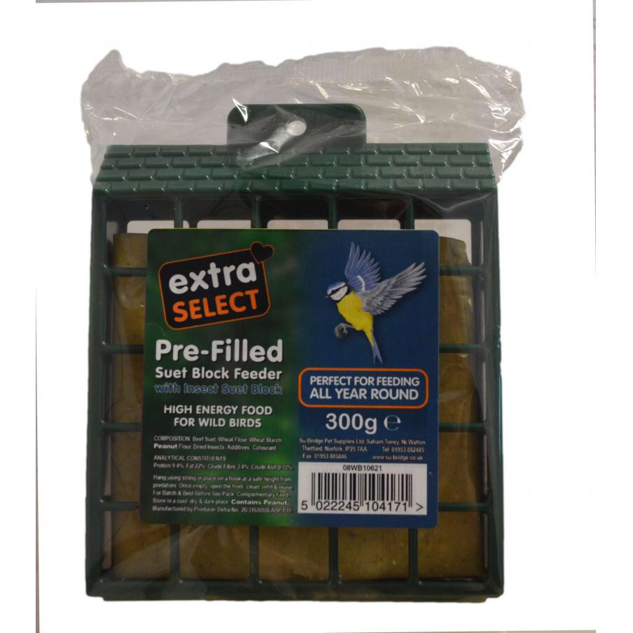 EXTRA SELECT PRE-FILLED SUET BLOCK FEEDER. 2FOR £3.00