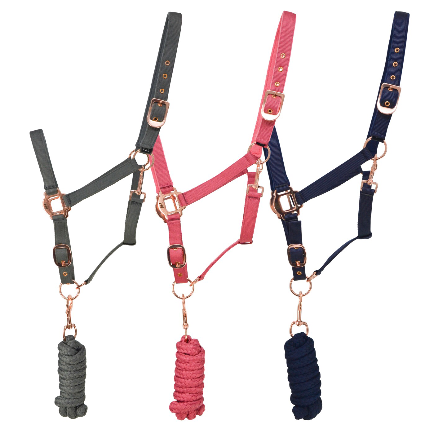 HY ROSE GOLD HEAD COLLER &amp; LEADROPE VARIOUS SIZES