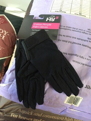 Cotton Pimple Palm Gloves - Black -size M