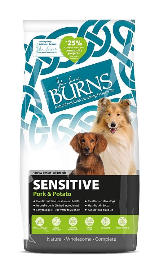 BURNS ADULT DOG SENSITIVE WITH PORK &amp;POTATO 12KG