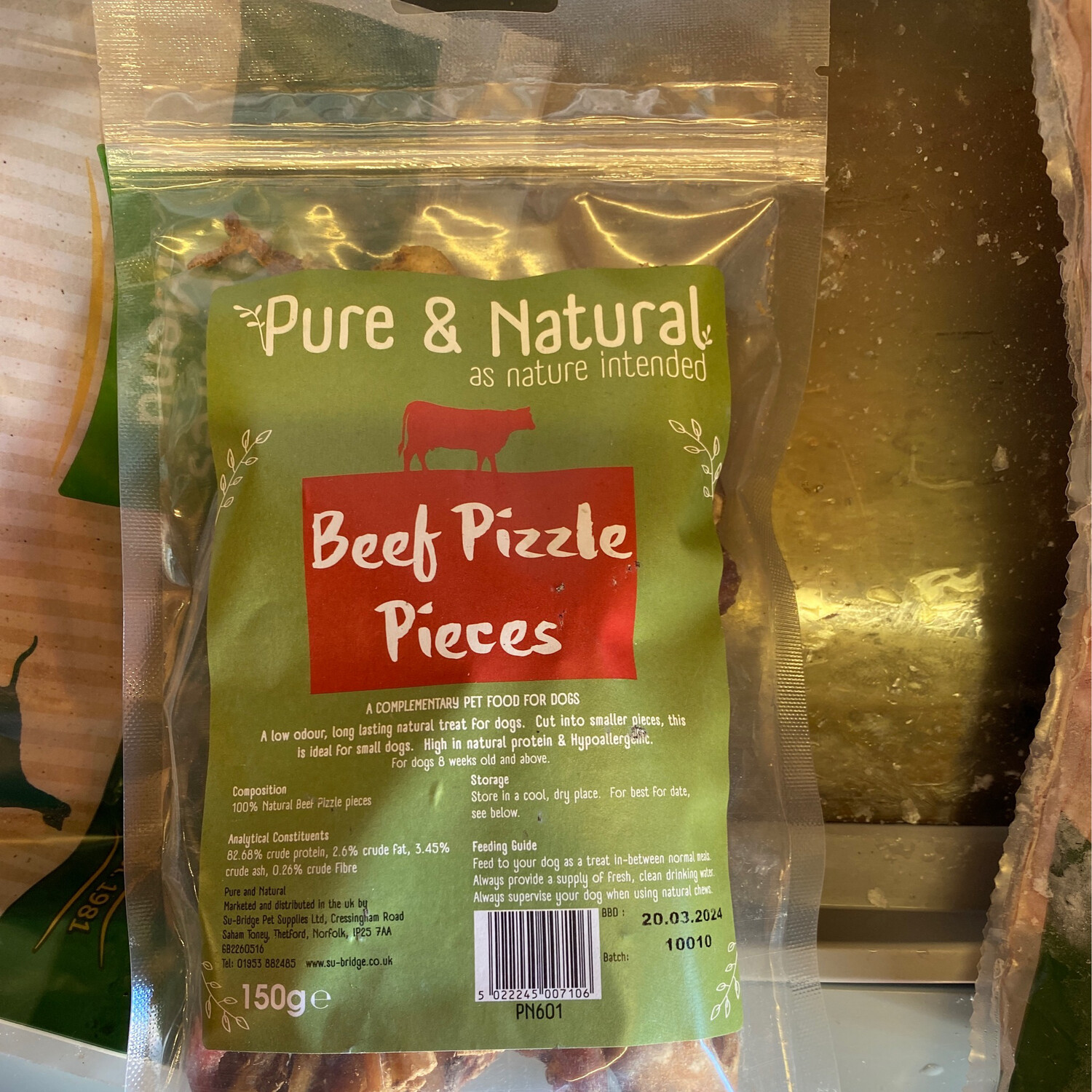 Pure &amp; natural beef pizzle pieces 150g