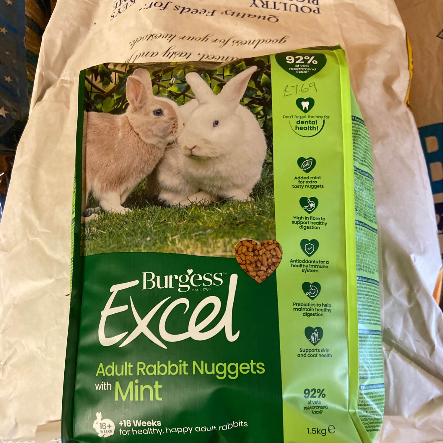 Burgess Excel Adult Rabbit Nuggets With Mint 1.5 Kg