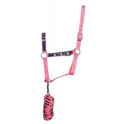 Hy Unicorn Headcollar &amp; Leadrope Pink/Navy Pony