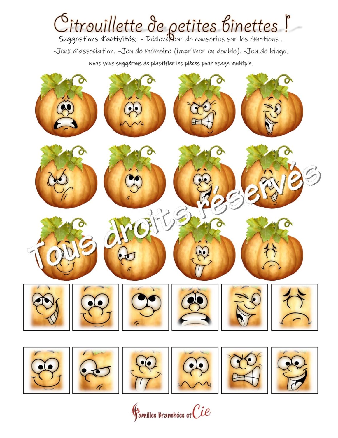 Affiche « Citrouillette et de petites binettes » – Jeu d’association
