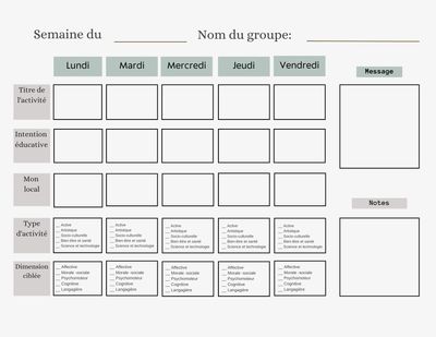 Planification hebdomadaire