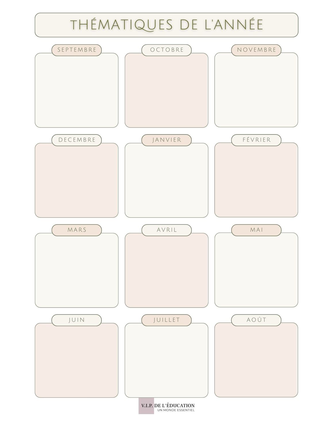 Calendrier thématique  annuel