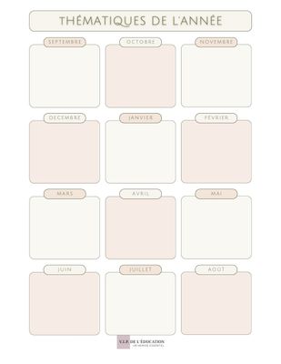 Calendrier thématique  annuel