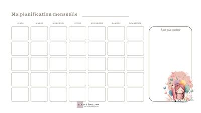 Calendrier de planification mensuel-Modifiable