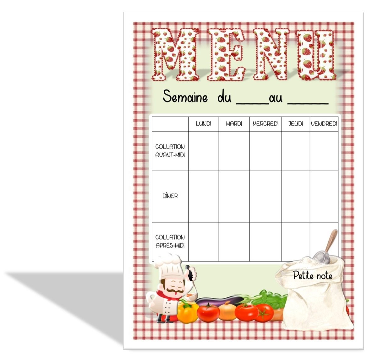 Affiche menu format 11 x 17 Style Campagne