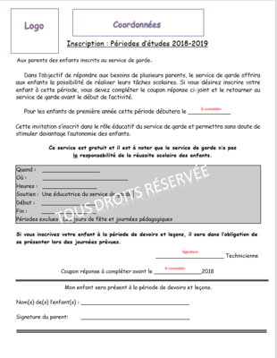 Lettre et formulaire pour périodes d&#39;études