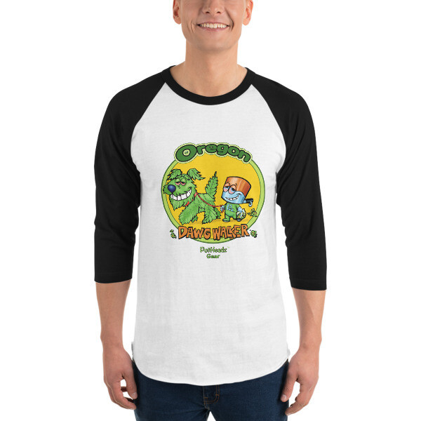 3/4 sleeve raglan shirt Oregon Dawg Walker, Color: White/Black, Size: XS