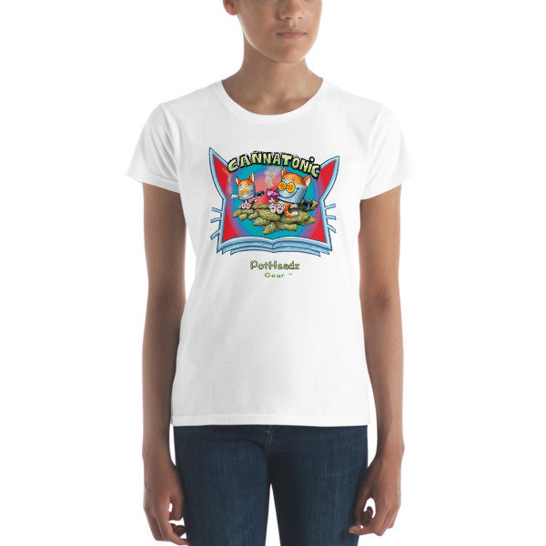 Cannatonic Women&#39;s short sleeve t-shirt, Color: White, Size: S