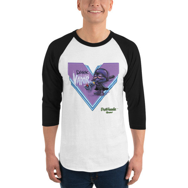 Dark Vapor 3/4 sleeve raglan shirt, Color: White/Black, Size: XS