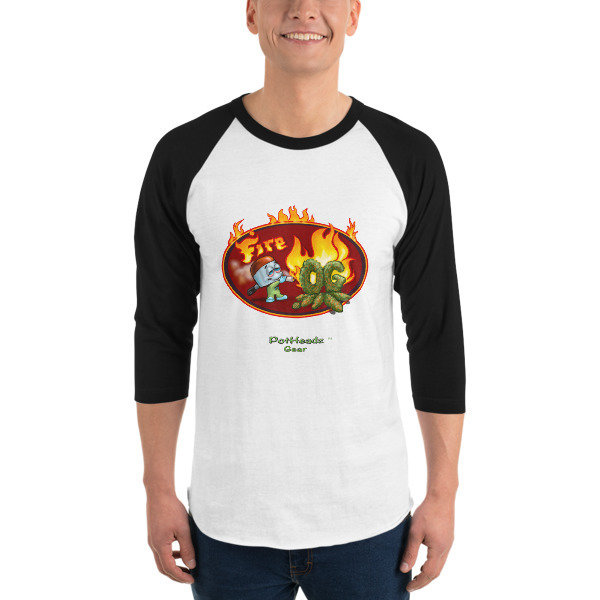 Fire OG 3/4 sleeve raglan shirt, Color: White/Black, Size: XS