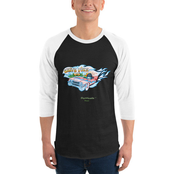 White Fire OG 3/4 sleeve raglan shirt