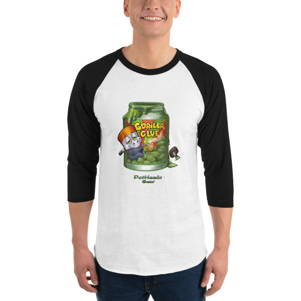 Gorilla Glu 3/4 sleeve raglan shirt, Color: White/Black, Size: XS