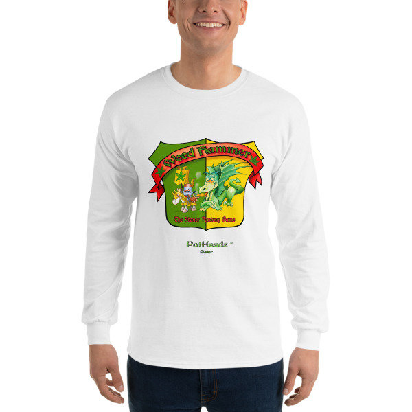 Weed Hammer Long Sleeve T-Shirt, Color: White, Size: S