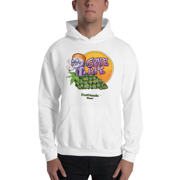 Grape Ape Hooded Sweatshirt, Color: White, Size: S