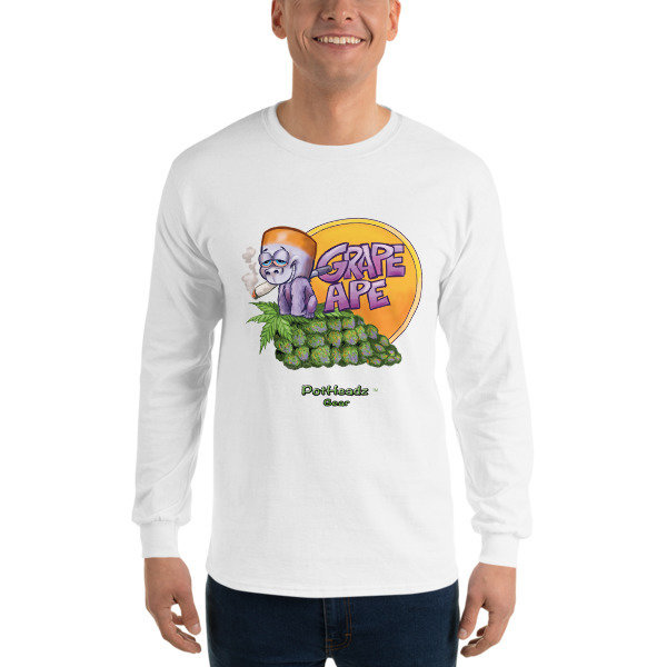 Grape Ape Long Sleeve T-Shirt, Color: White, Size: S