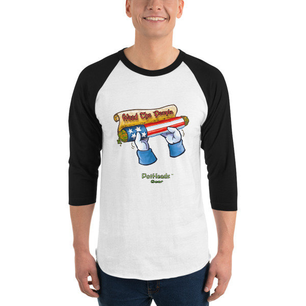 Weed The People 3/4 sleeve raglan shirt, Color: White/Black, Size: XS