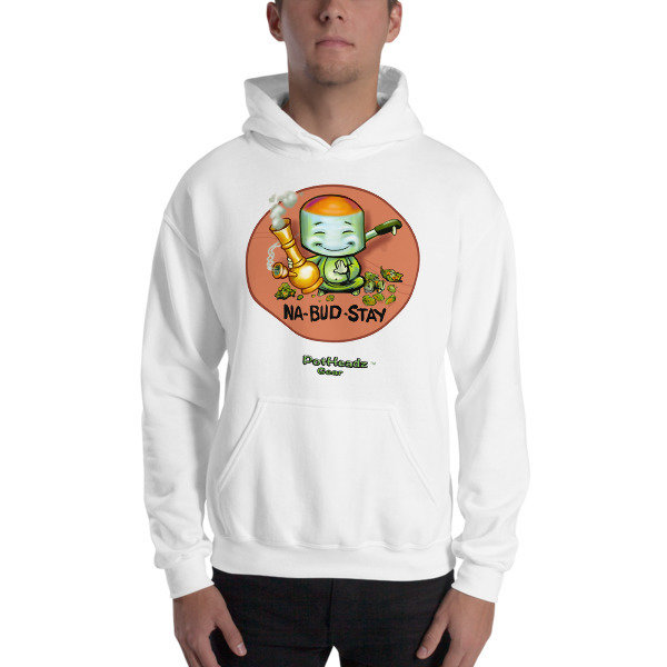 Na-Bud-Stay Hooded Sweatshirt, Color: White, Size: S