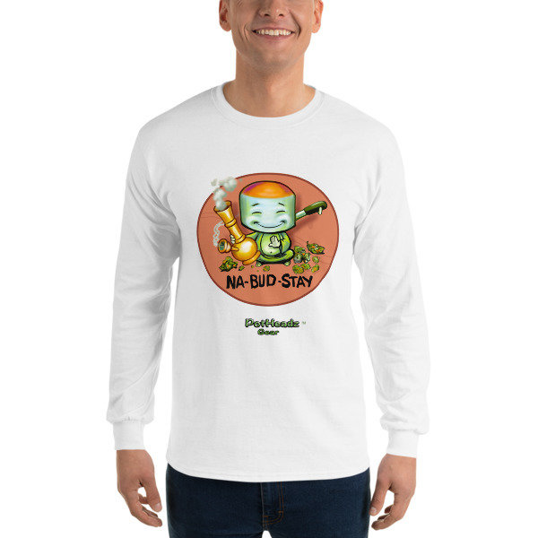 Na-Bud-Stay Long Sleeve T-Shirt, Color: White, Size: S