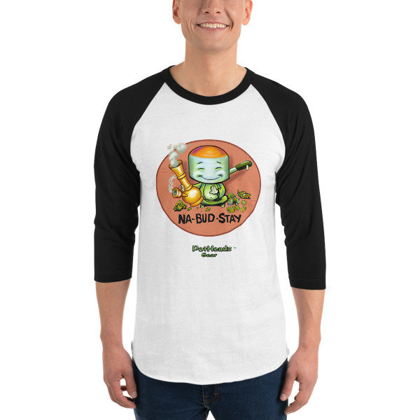 Na-Bud-Stay 3/4 sleeve raglan shirt, Color: White/Black, Size: XS