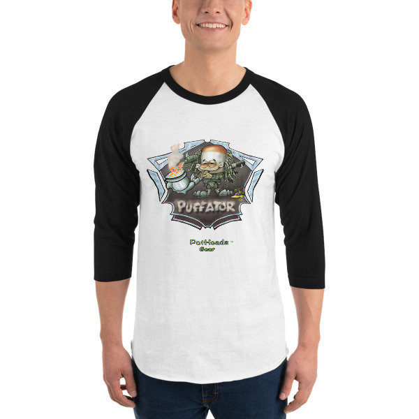 Puffator 3/4 sleeve raglan shirt, Color: White/Black, Size: XS