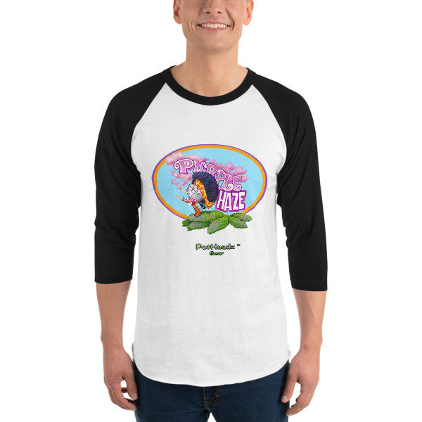 Purple Haze 3/4 sleeve raglan shirt, Color: White/Black, Size: XS