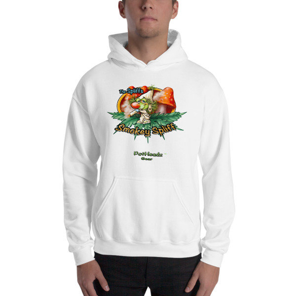 Smokey Spliff Hooded Sweatshirt, Color: White, Size: S