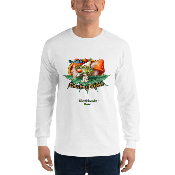 Smokey Spliff Long Sleeve T-Shirt, Color: White, Size: S