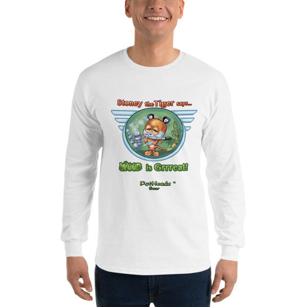 Stoney The Tiger Long Sleeve T-Shirt, Color: White, Size: S