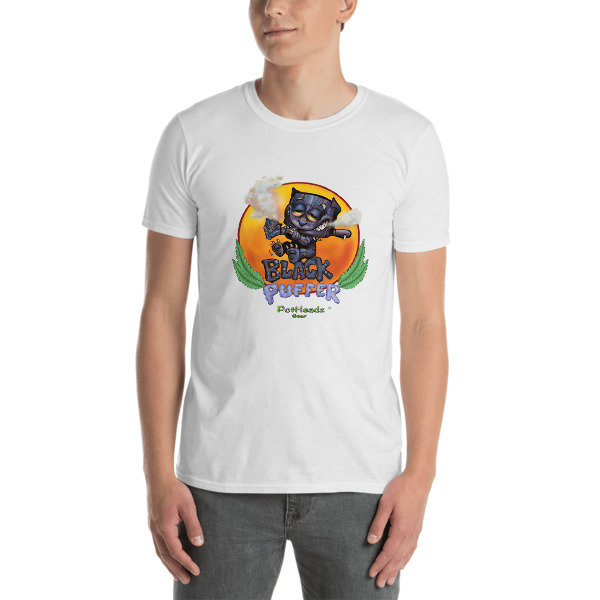 Black Puffer Short-Sleeve Unisex T-Shirt, Color: White, Size: S
