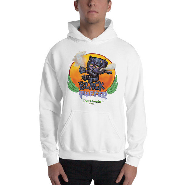 Black Puffer Hooded Sweatshirt, Color: White, Size: S