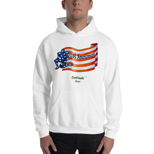 1st Amendment Hooded Sweatshirt, Color: White, Size: S