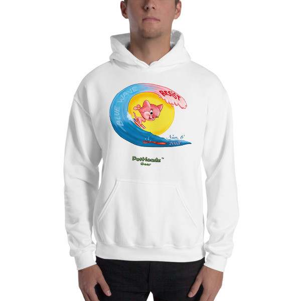 Blue Waves Hooded Sweatshirt, Color: White, Size: S