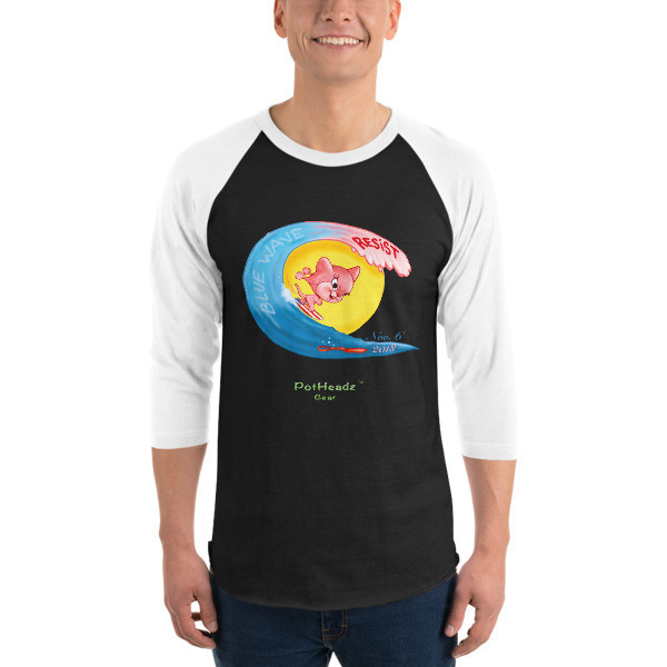 Blue Wave 3/4 sleeve raglan shirt