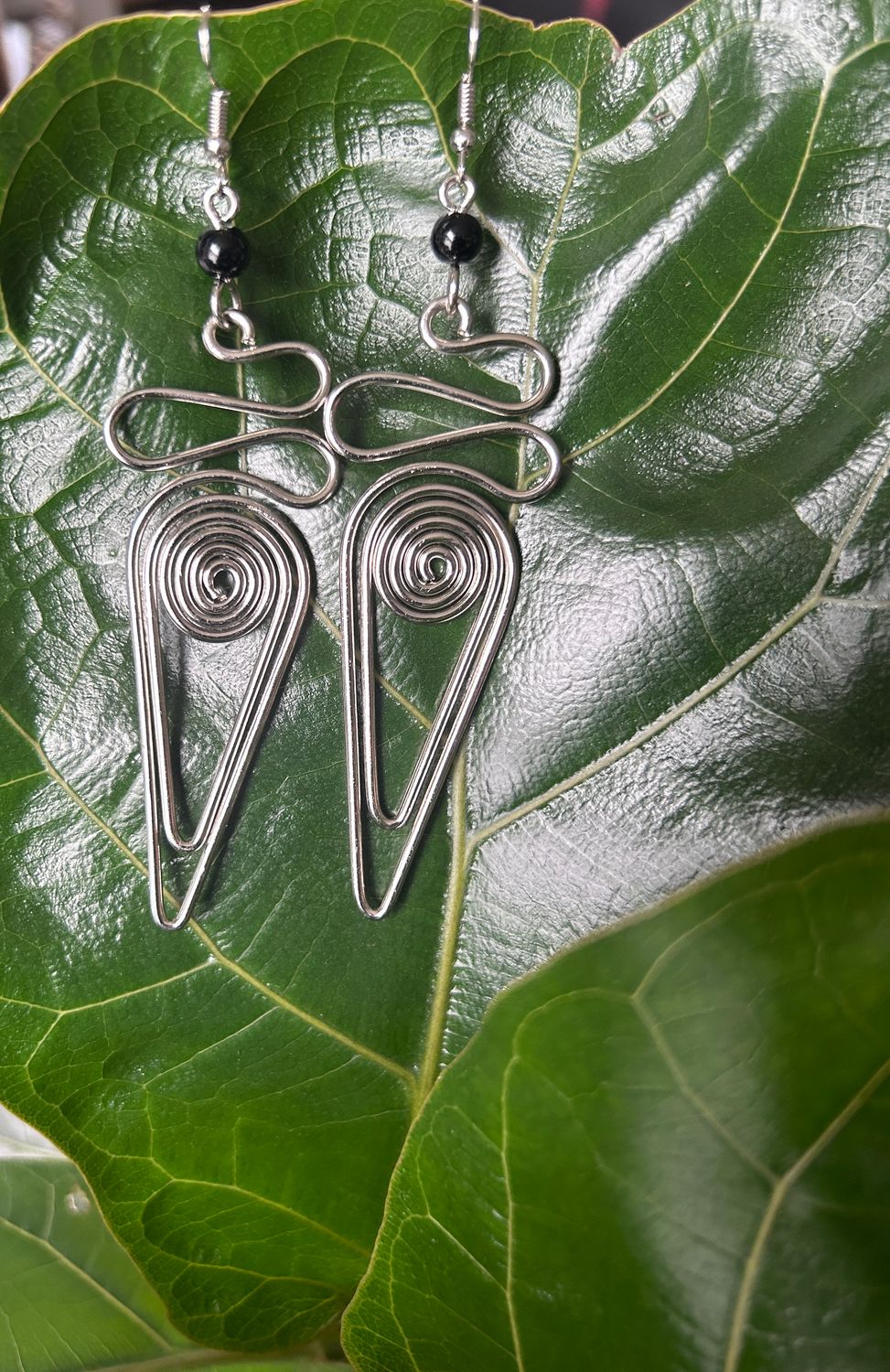 Silver Mshale with Spiral Top Earrings