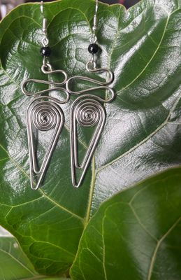 Silver Mshale with Spiral Top Earrings