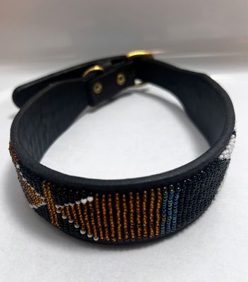 Medium-Sized Beaded Leather Pet Collar