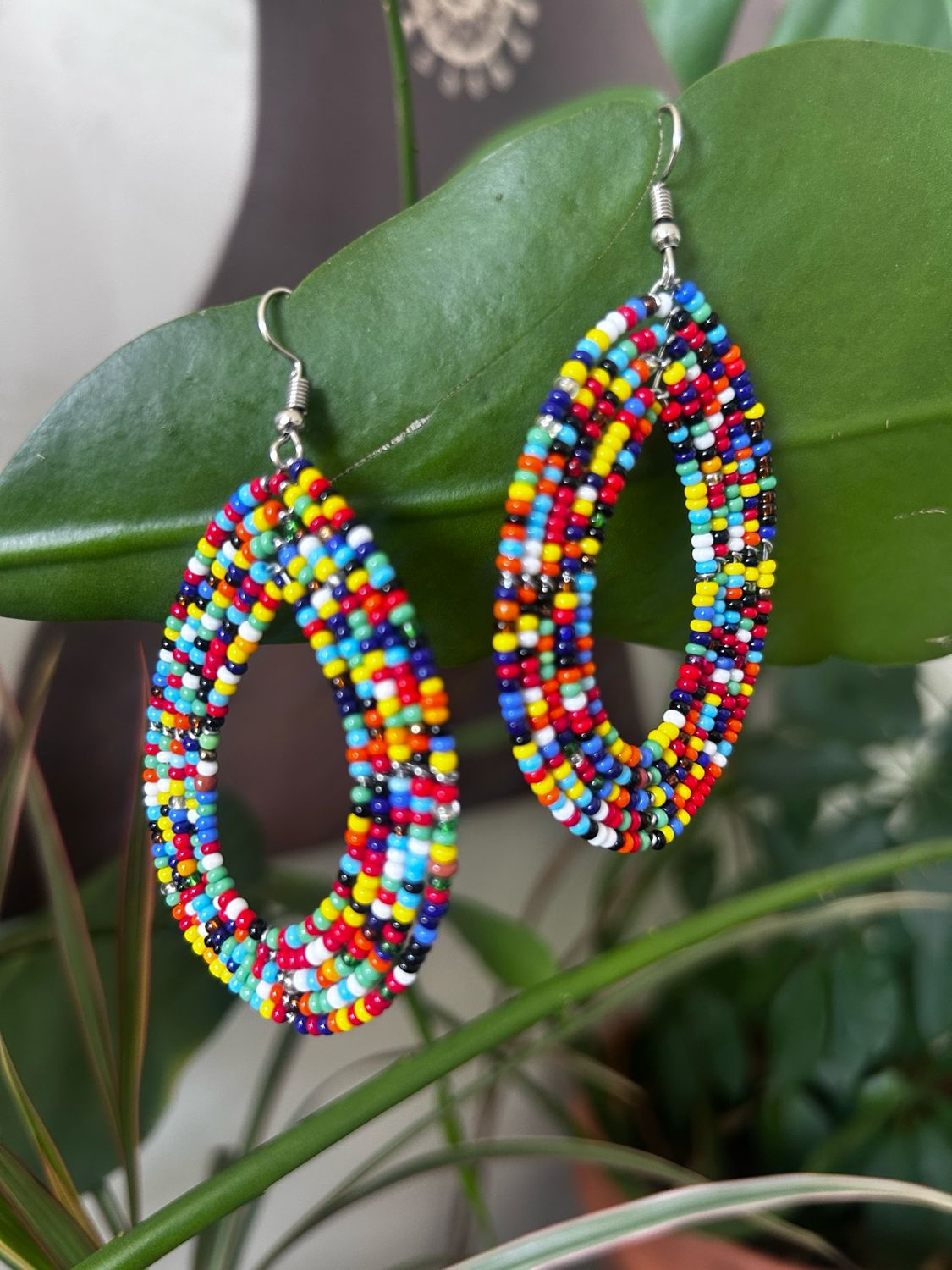 Pop of Color Oval Beaded Earrings