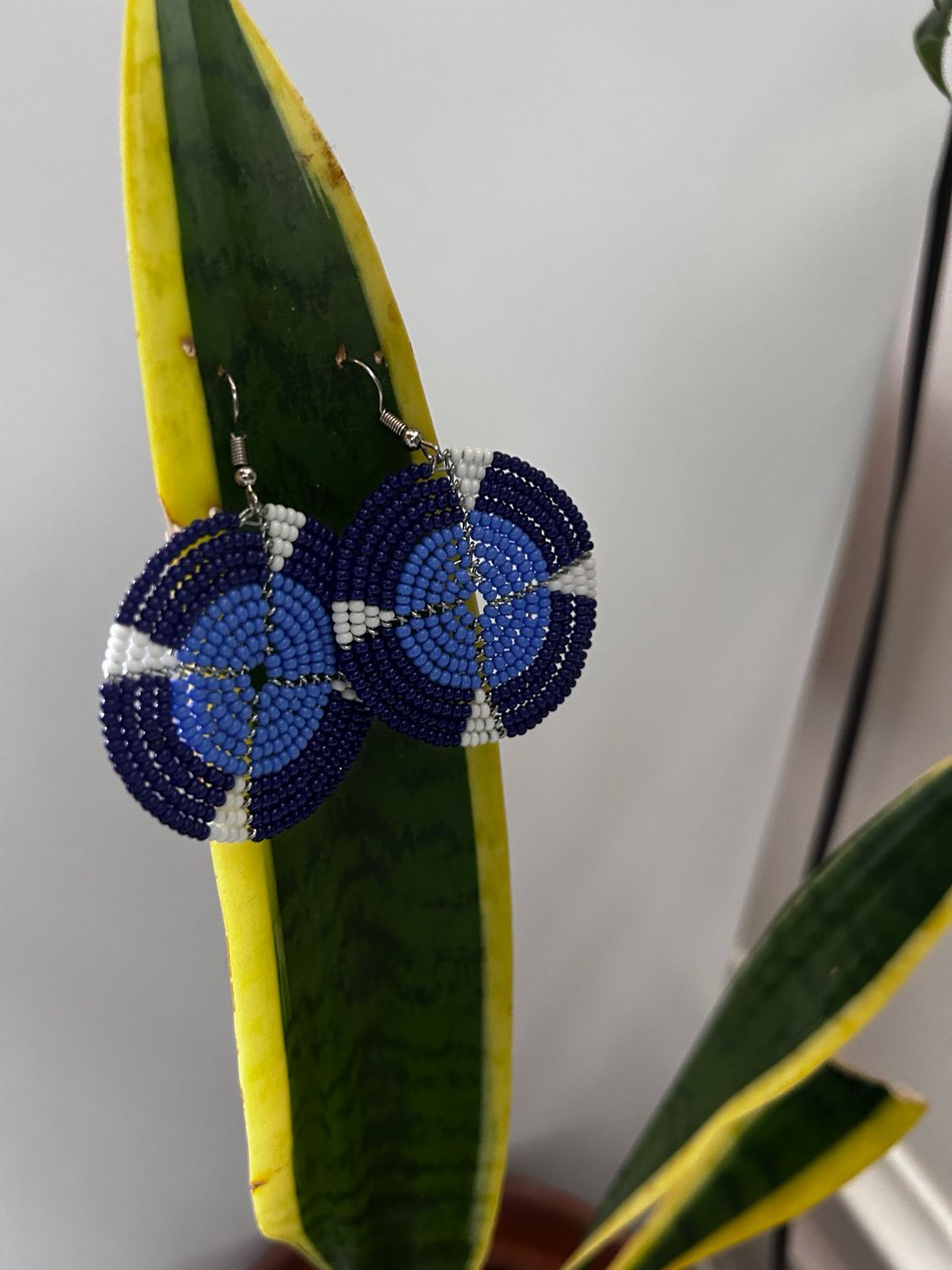 Shades of Blue Round Beaded Earrings