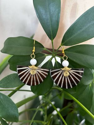 Hudhurungi Bone &amp; Brass Earrings