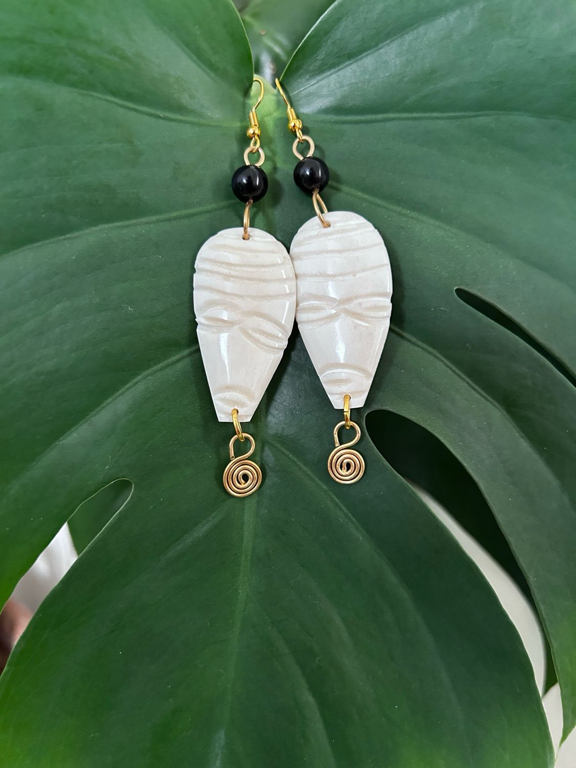 Uso Nyeupe With Brass Goatee Earrings