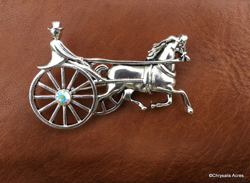 Single Horse & Cart Brooch Pin