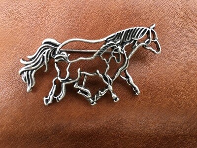 Mare and Foal  Brooch Pin