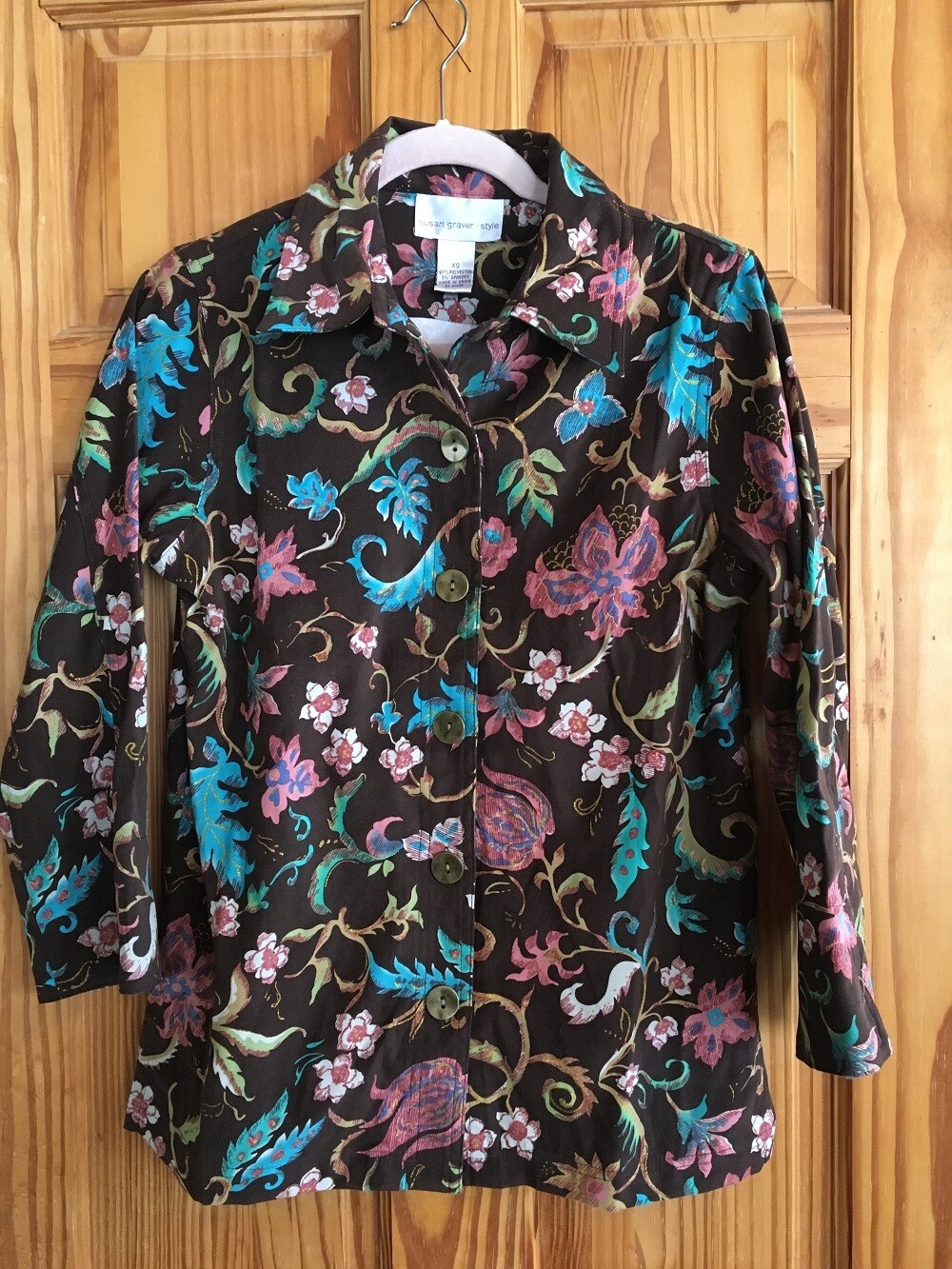Brown Patterned Blouse - Size XS