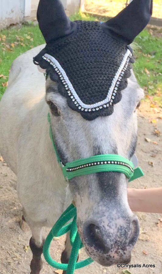 Crochet Ear Bonnet w/Bling - Pony