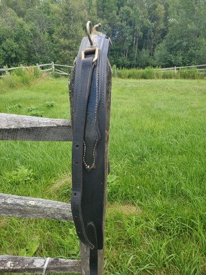 Black Leather Saddle with Brass - Cob