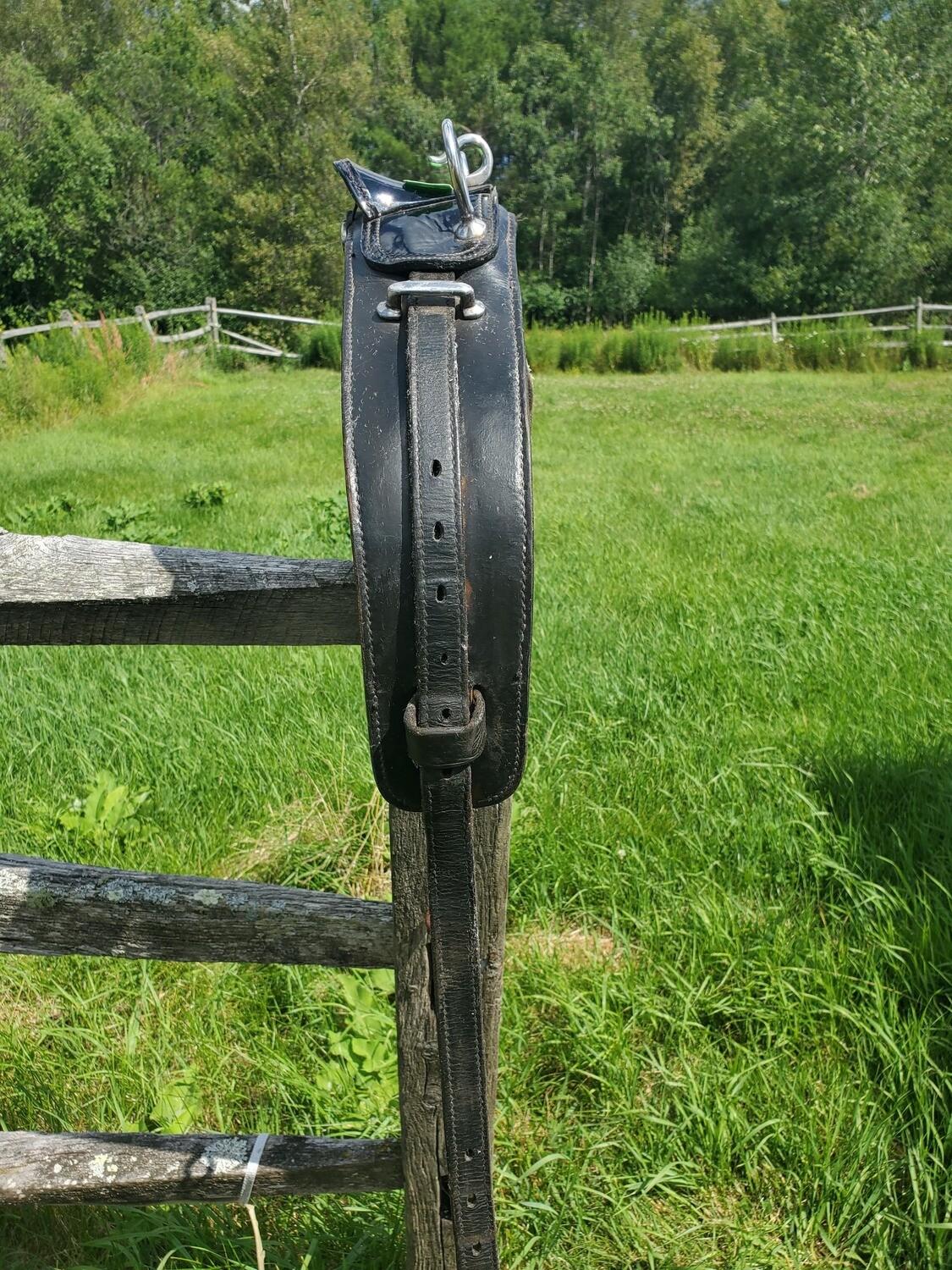 Black Leather Padded Saddle with Patent on top - Pony